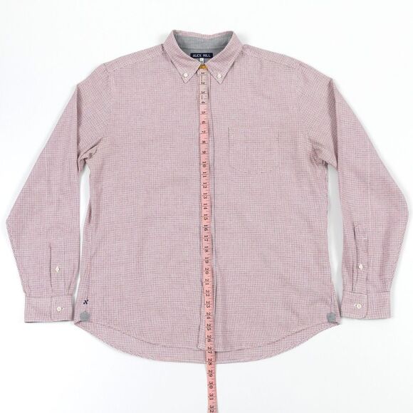 Alex Mill Shirt Men's Large Blue Red Micro Plaid 100% Cotton Button Down - Picture 3 of 10